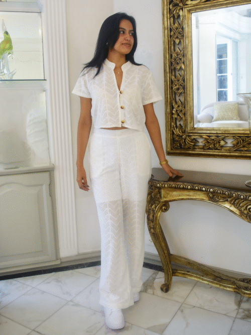 Conjunto Blanco Playero en Tejido de Malla