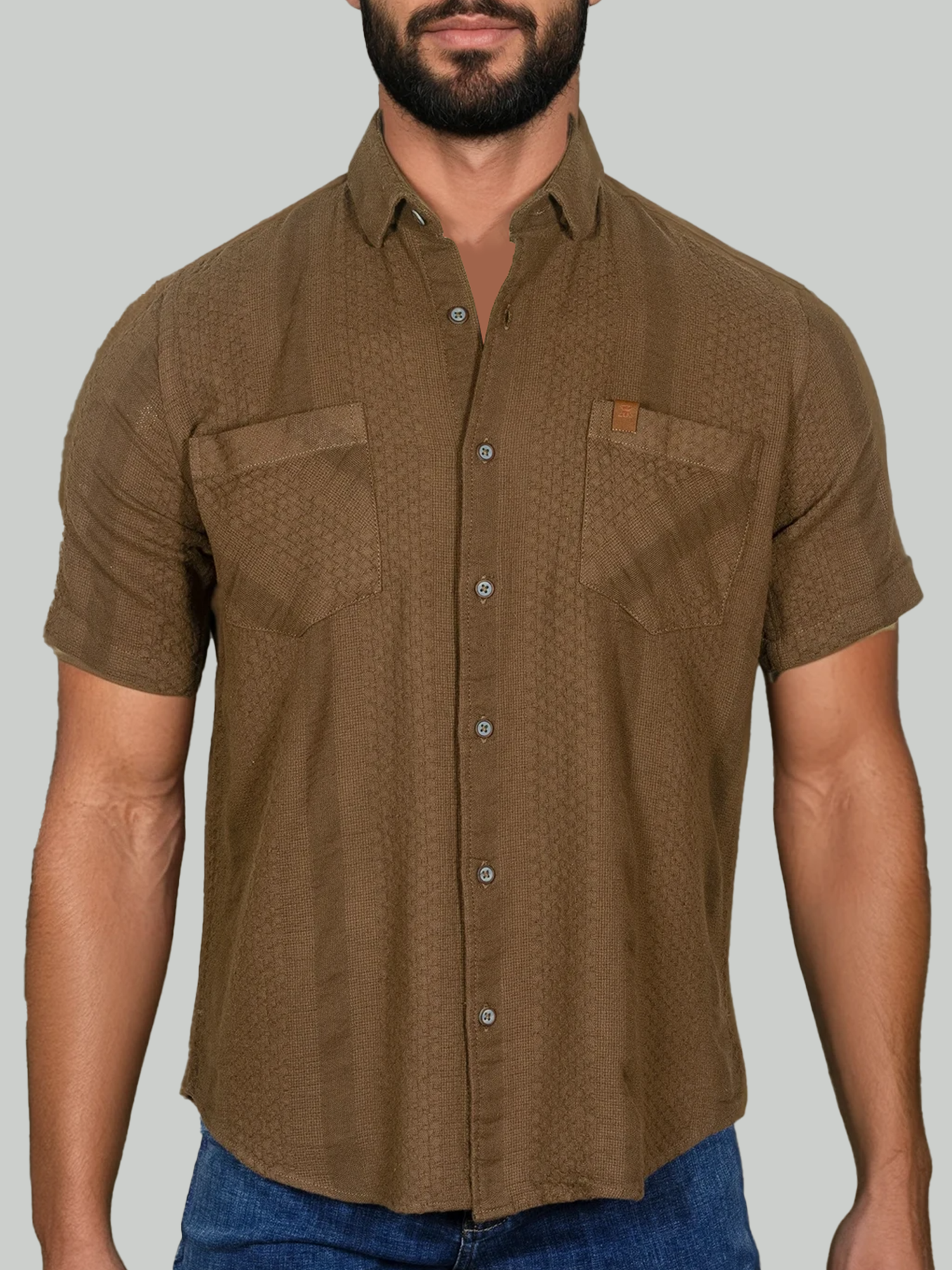 CAMISA ESTRUCTURA TEJIDO PLANO CAFE