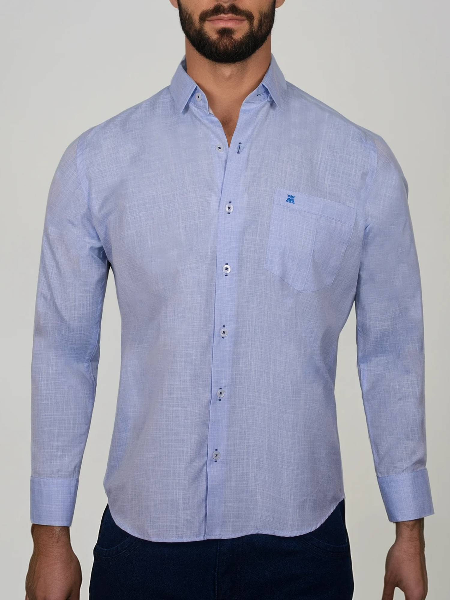 Camisa Manga Larga para Hombre 016929 Azul