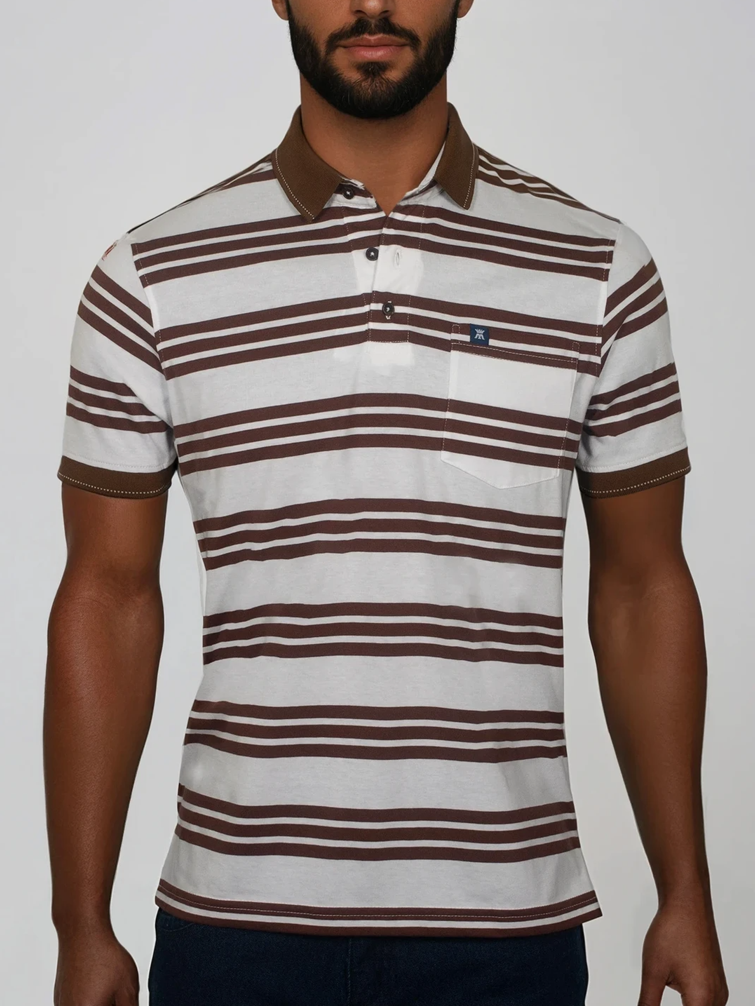 Polo para Hombre a Rayas blancas-Cafés 038526