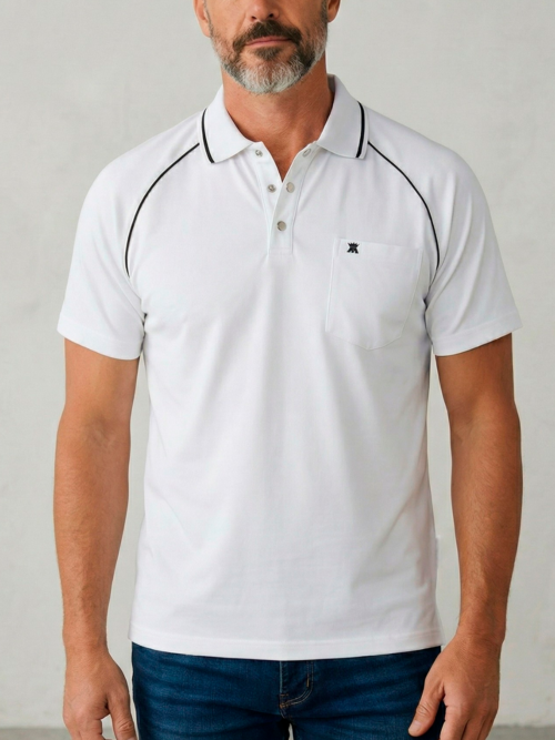 Camibuso Hombre Unicolor con Detalles en Hombros