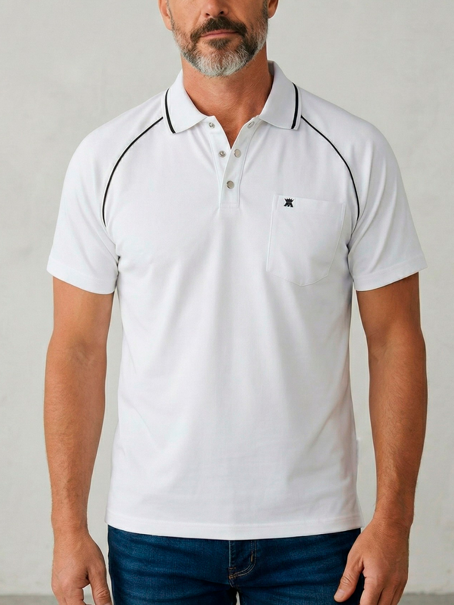Camibuso Hombre Unicolor con Detalles en Hombros