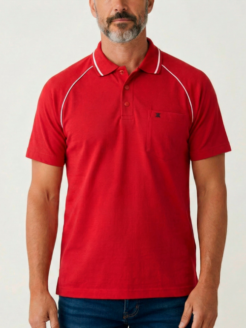 Camibuso Hombre Unicolor con Detalles en Hombros