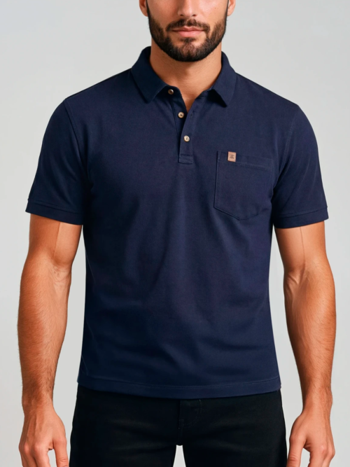 Camibuso Hombre Unicolor con Pechera de 3 Botones