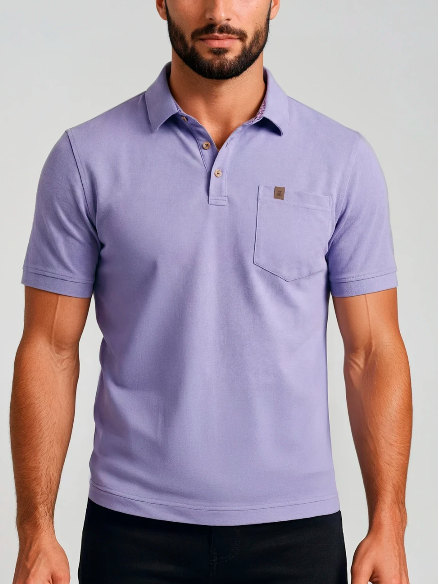 Camibuso Hombre Unicolor con Pechera de 3 Botones