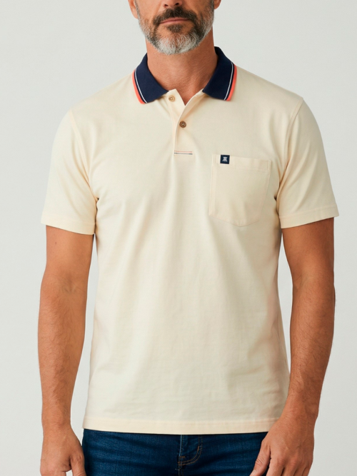 Camibuso Hombre Unicolor Manga Corta con Pechera