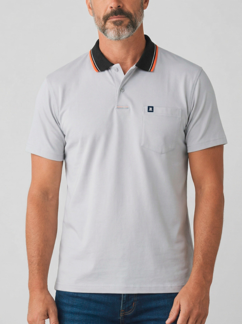 Camibuso Hombre Unicolor Manga Corta con Pechera