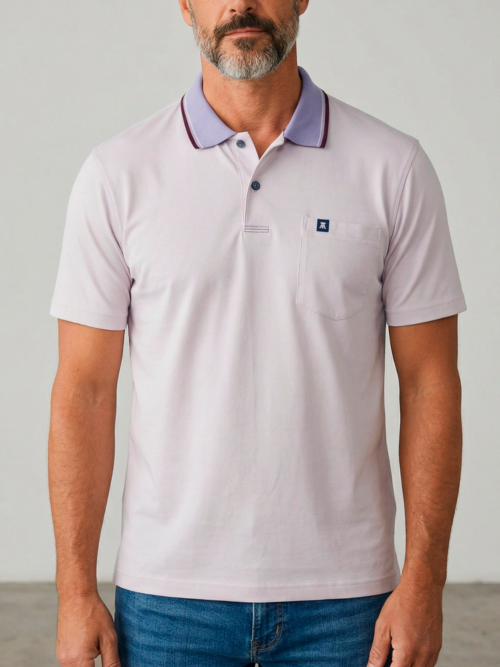 Camibuso Hombre Unicolor Manga Corta con Pechera