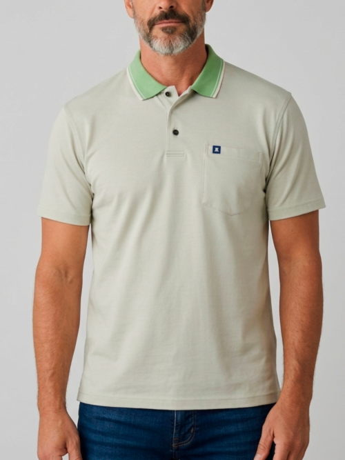 Camibuso Hombre Unicolor Manga Corta con Pechera