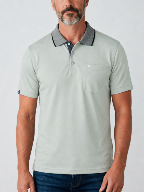 Camibuso Hombre Unicolor con Cuello Jaspeado