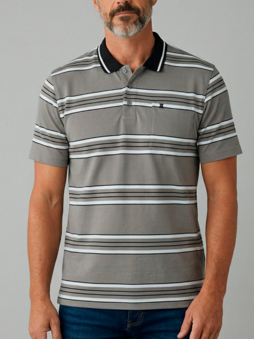 Camibuso Tipo Polo Hombre Rayas Horizontales