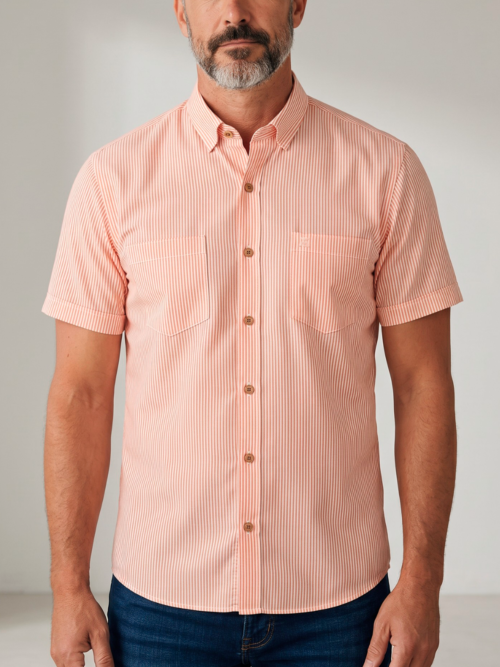 Camisa Hombre Manga Corta con Rayas