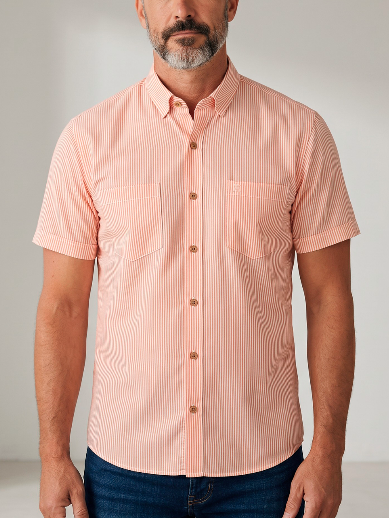 Camisa Hombre Manga Corta con Rayas