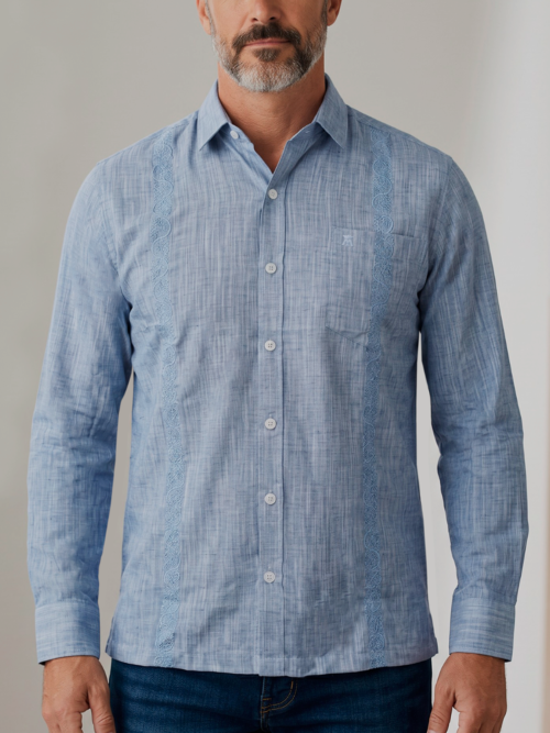 Camisa Hombre Manga Larga Jaspeada