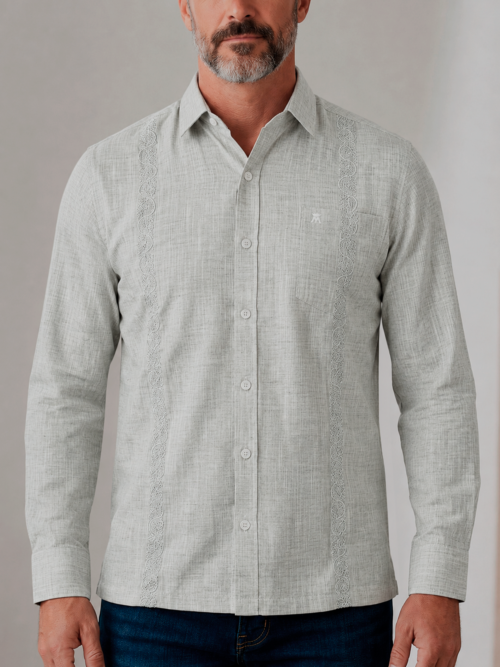 Camisa Hombre Manga Larga Jaspeada