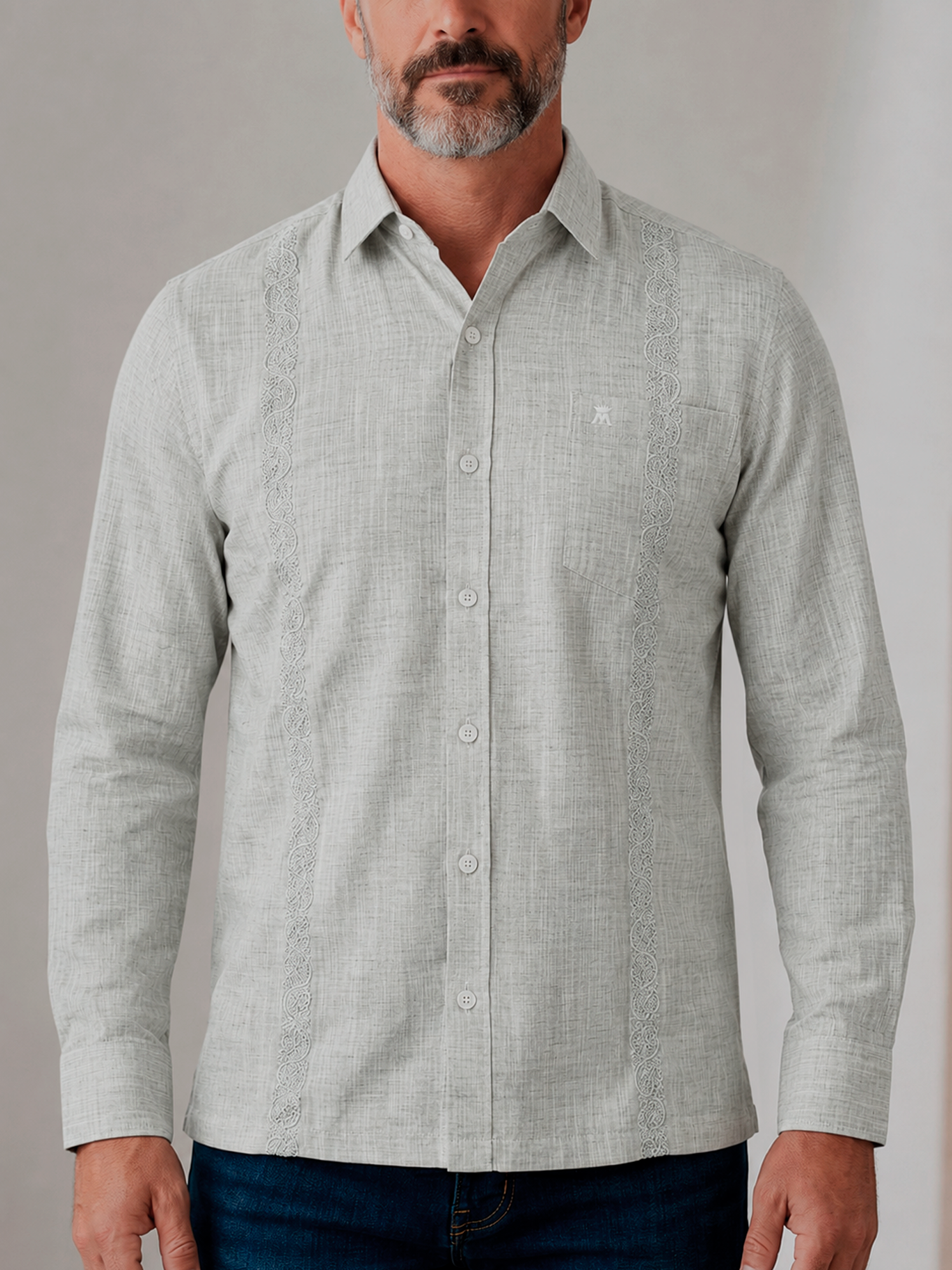 Camisa Hombre Manga Larga Jaspeada