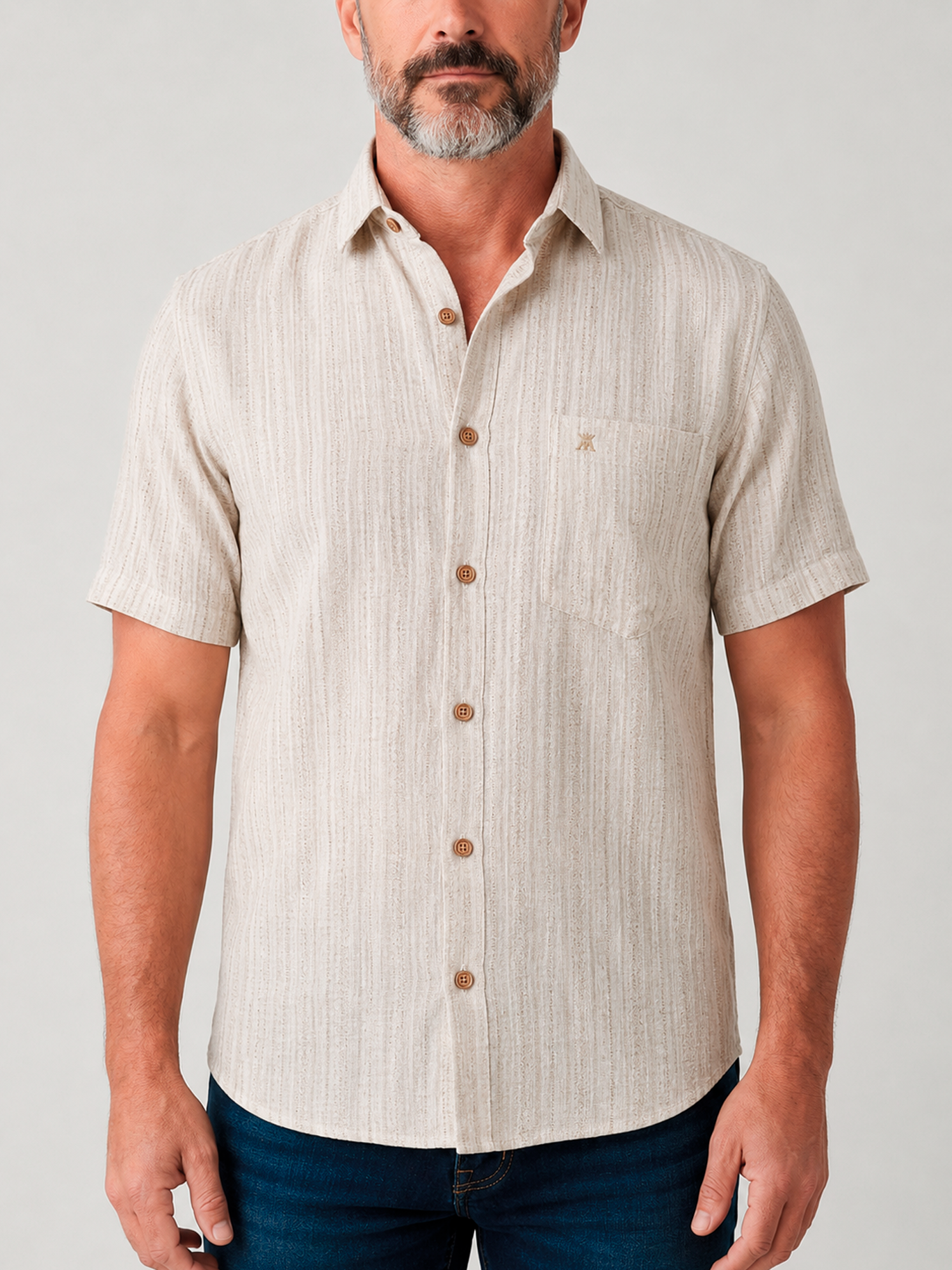 Camisa Hombre Manga Corta Jaspeada