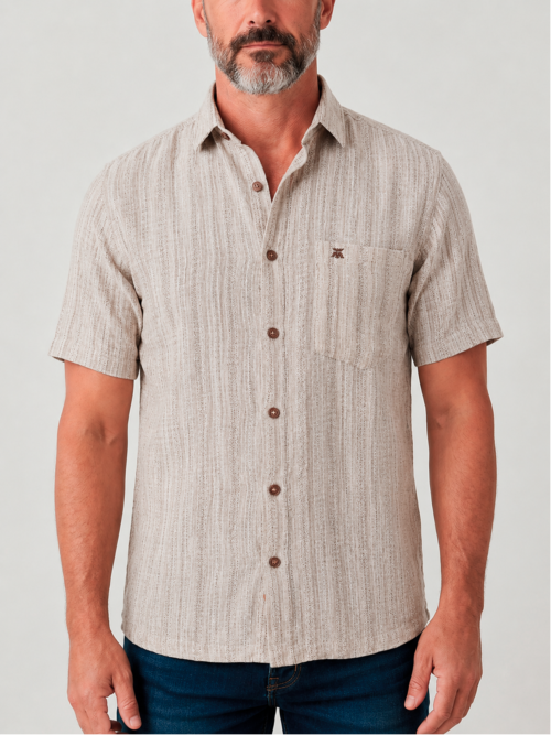 Camisa Hombre Manga Corta Jaspeada