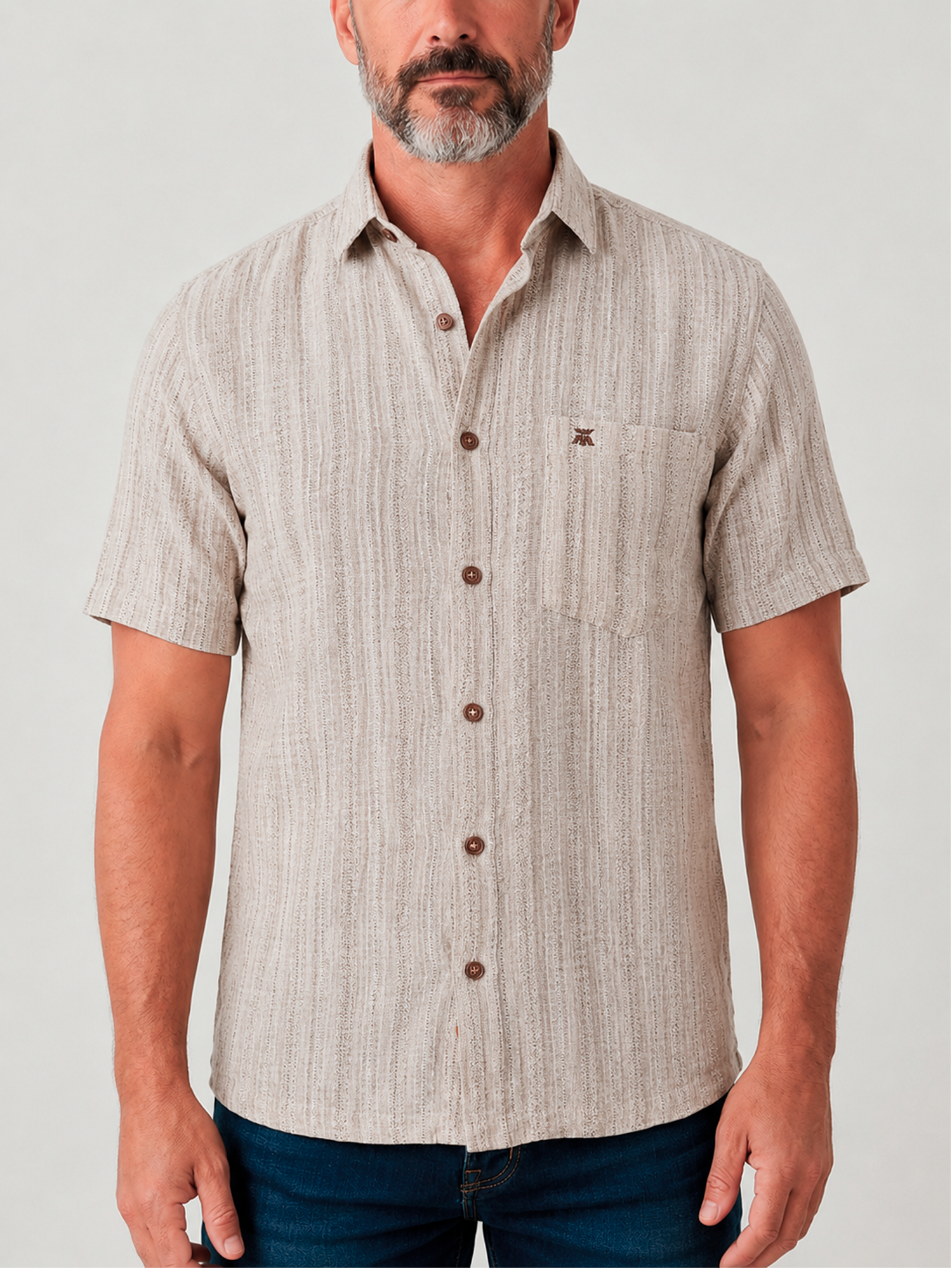 Camisa Hombre Manga Corta Jaspeada