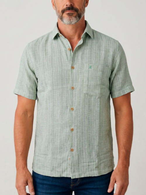 Camisa Hombre Manga Corta Jaspeada