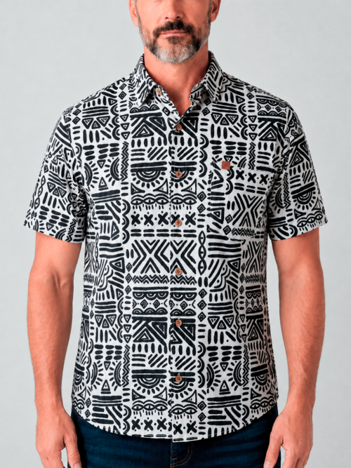 Camisa Hombre Manga Corta Estampada