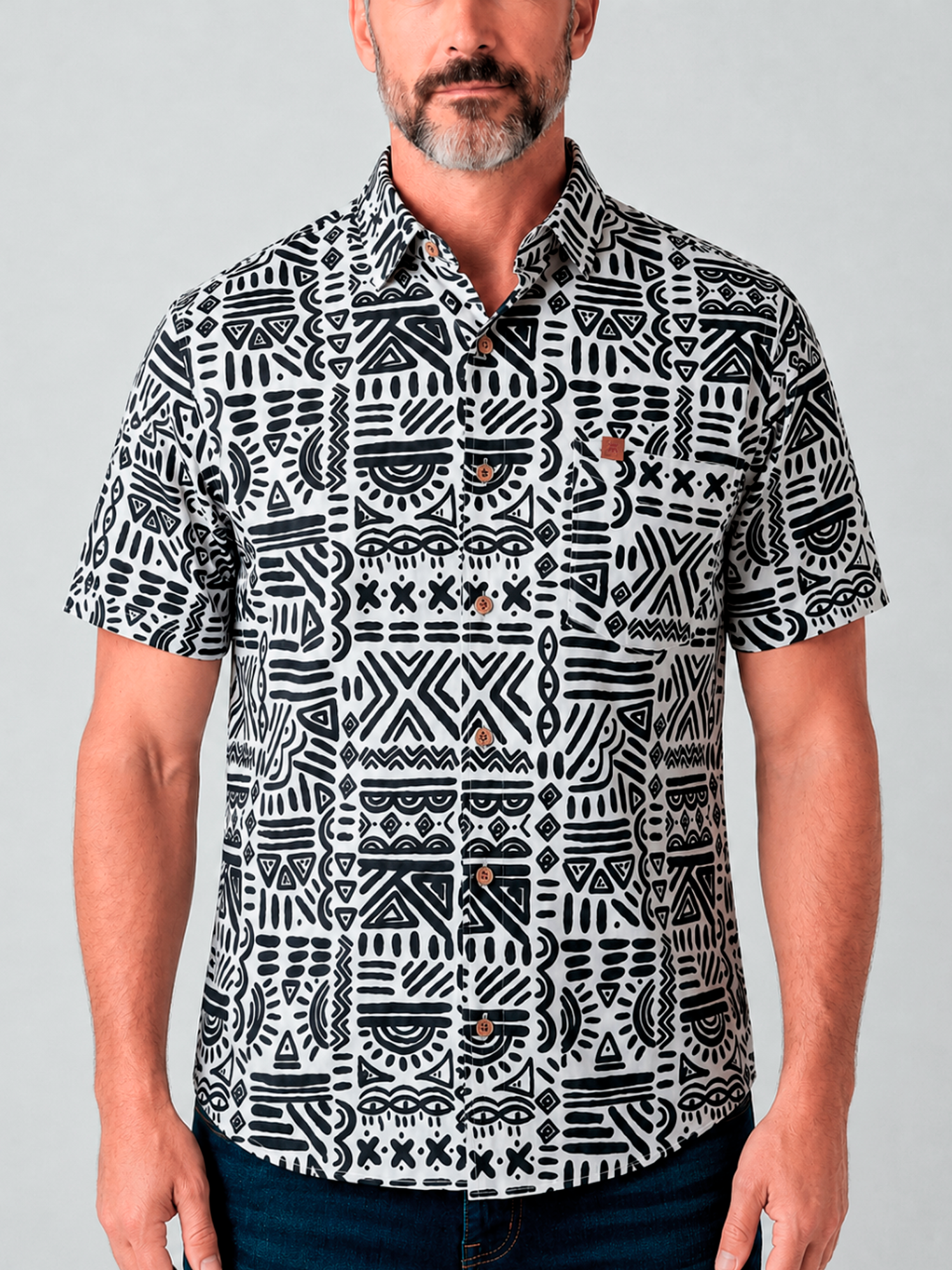 Camisa Hombre Manga Corta Estampada
