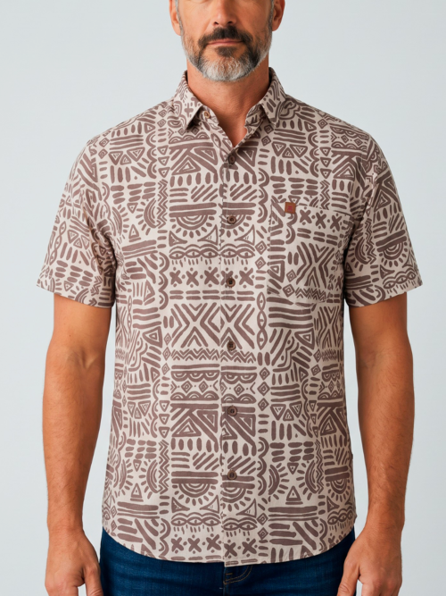 Camisa Hombre Manga Corta Estampada