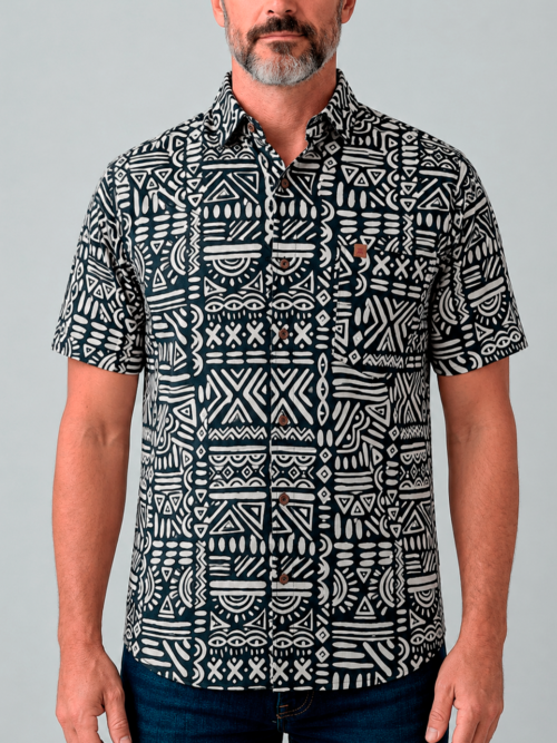Camisa Hombre Manga Corta Estampada