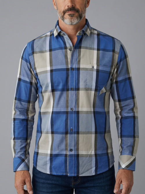 Camisa Hombre Manga Larga de Cuadros