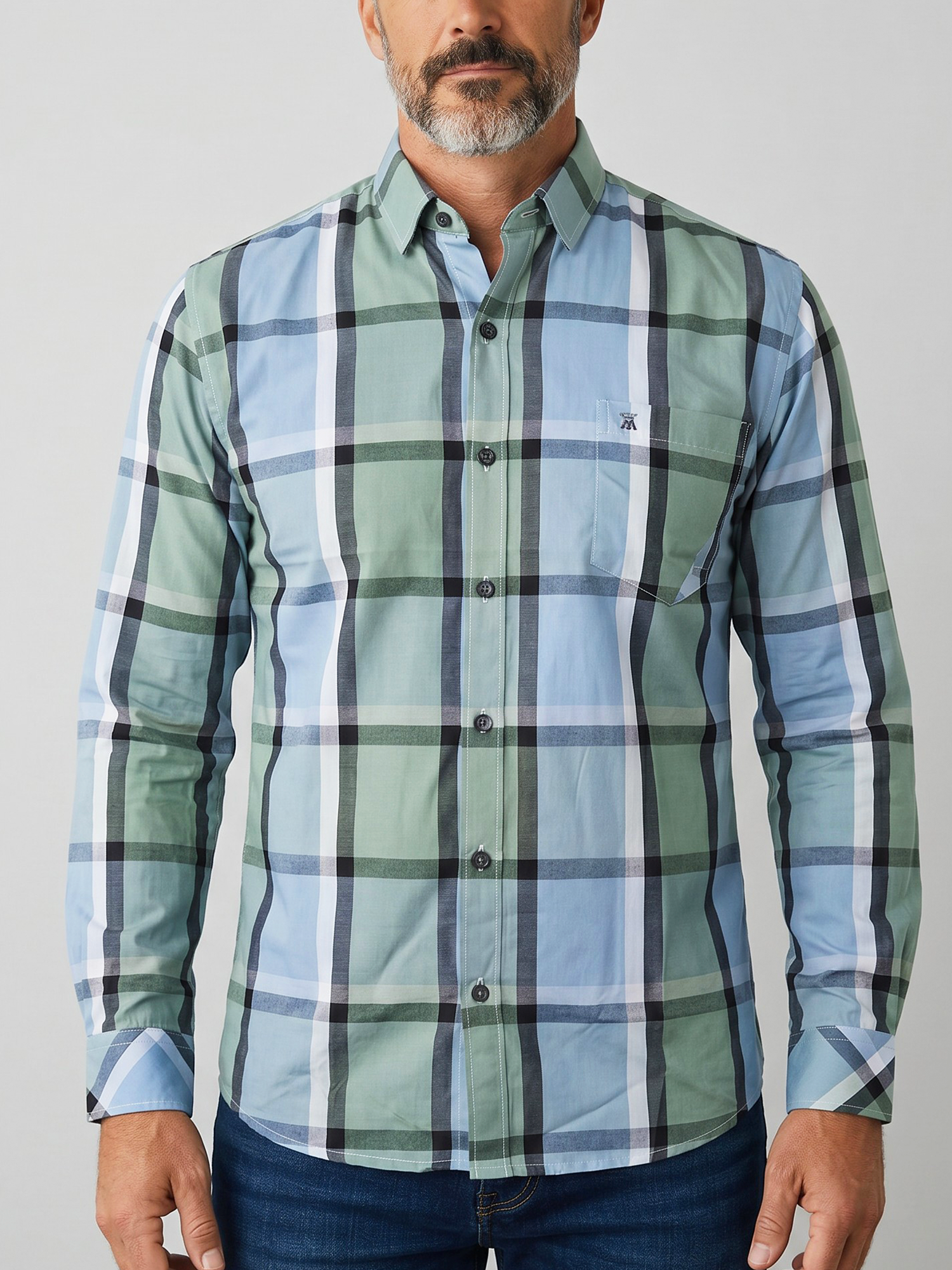 Camisa Hombre Manga Larga de Cuadros