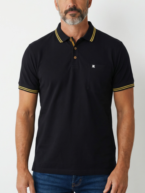 Camibuso para Hombre Unicolor con Franjas en Contraste