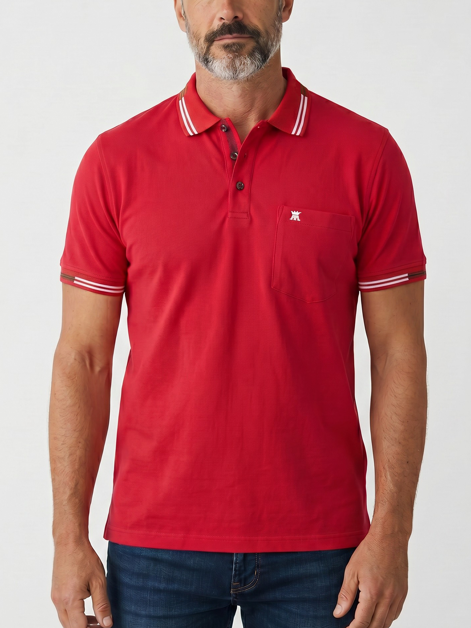 Camibuso para Hombre Unicolor con Franjas en Contraste