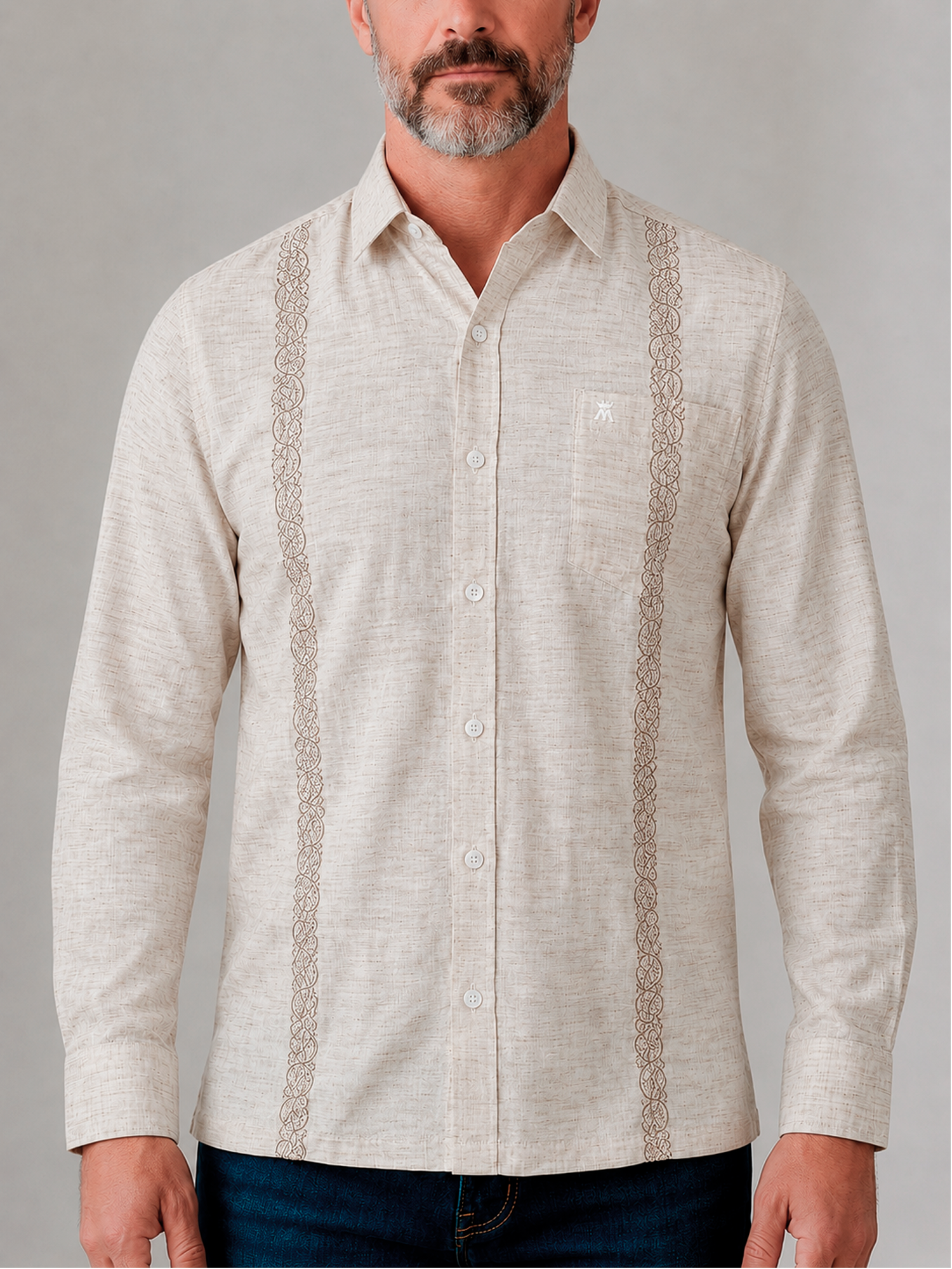 Camisa Hombre Manga Larga Jaspeada