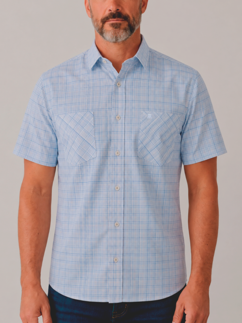 Camisa para Hombre Manga Corta de Cuadros