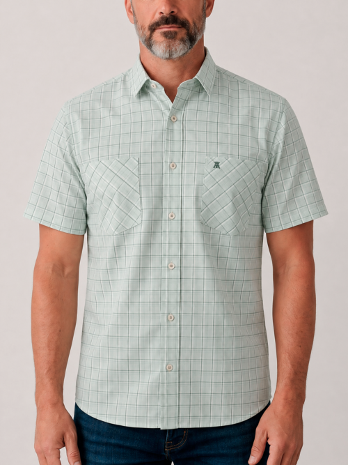 Camisa para Hombre Manga Corta de Cuadros