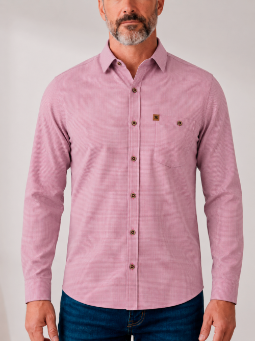 Camisa para Hombre Manga Larga con Microcuadros