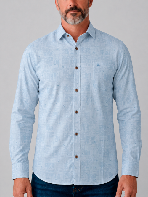 Camisa para Hombre Manga Larga Estampada