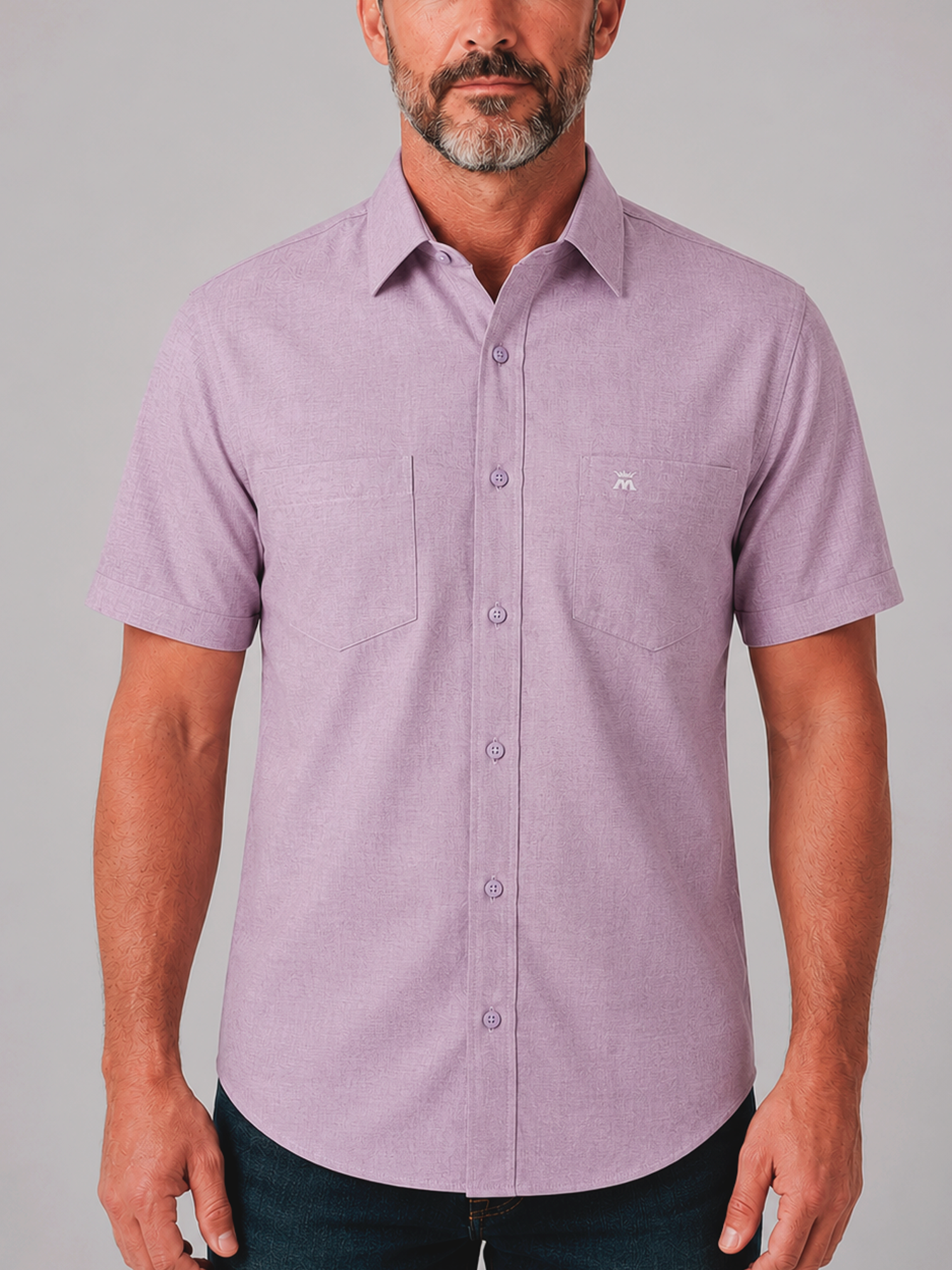 Camisa para Hombre Manga Corta de un Solo Tono