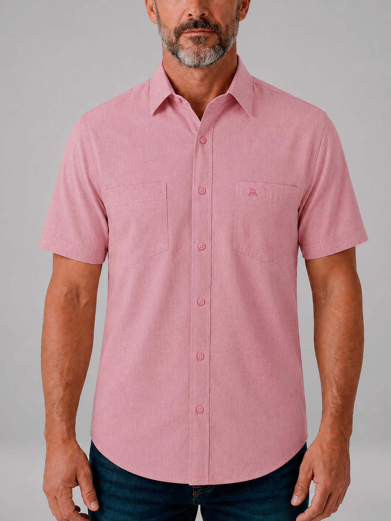 Camisa para Hombre Manga Corta de un Solo Tono