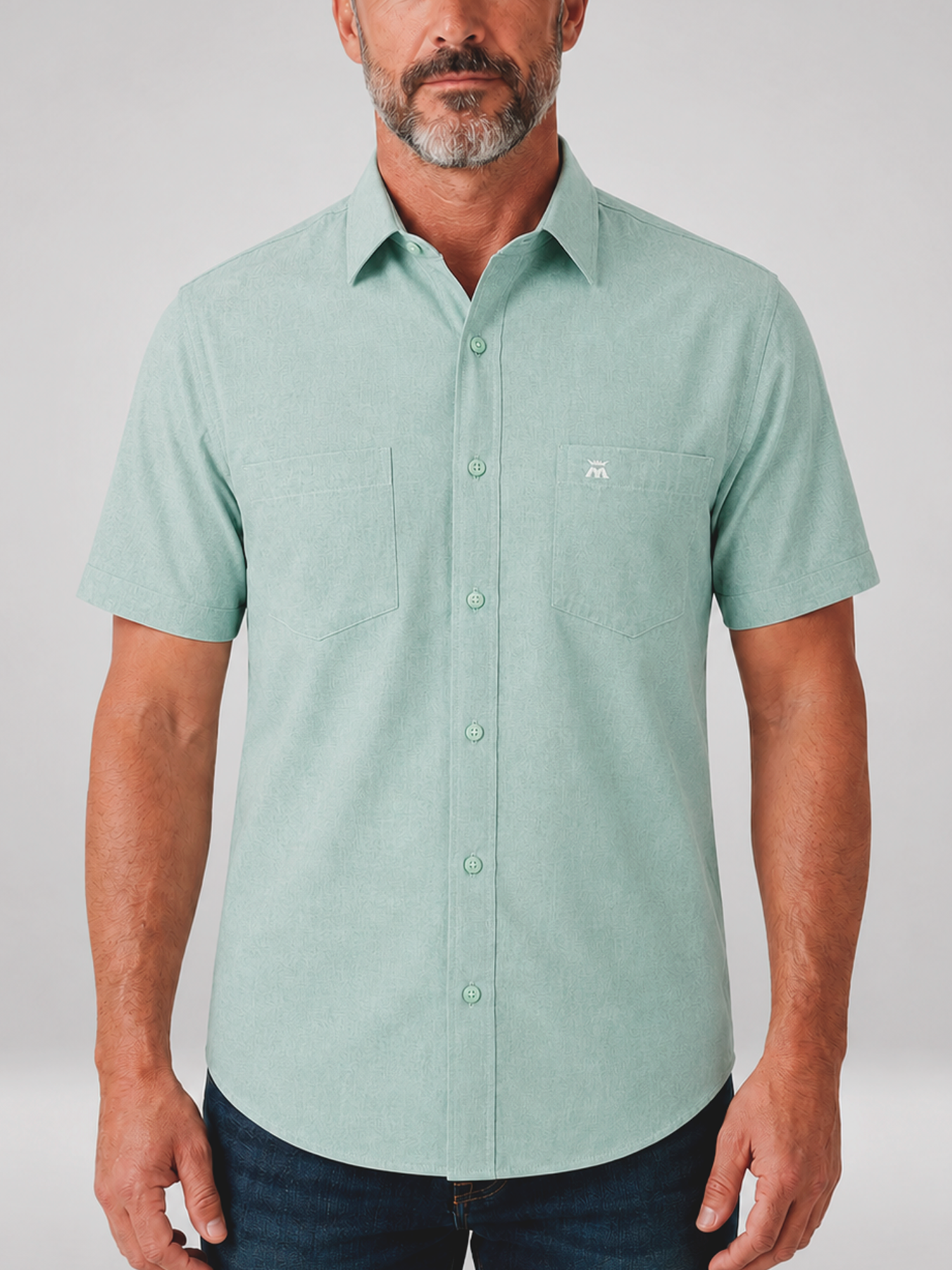 Camisa para Hombre Manga Corta de un Solo Tono